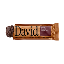 David Double Chocolate Flavored Bar packaging on a black background