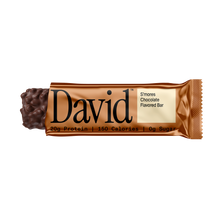 David S'mores Chocolate Flavored Protein Bar on a black background