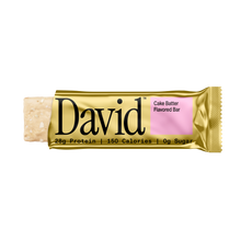 David protein bar with cake batter flavor on a black background
