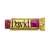 David Red Velvet flavored protein bar packaging on a black background