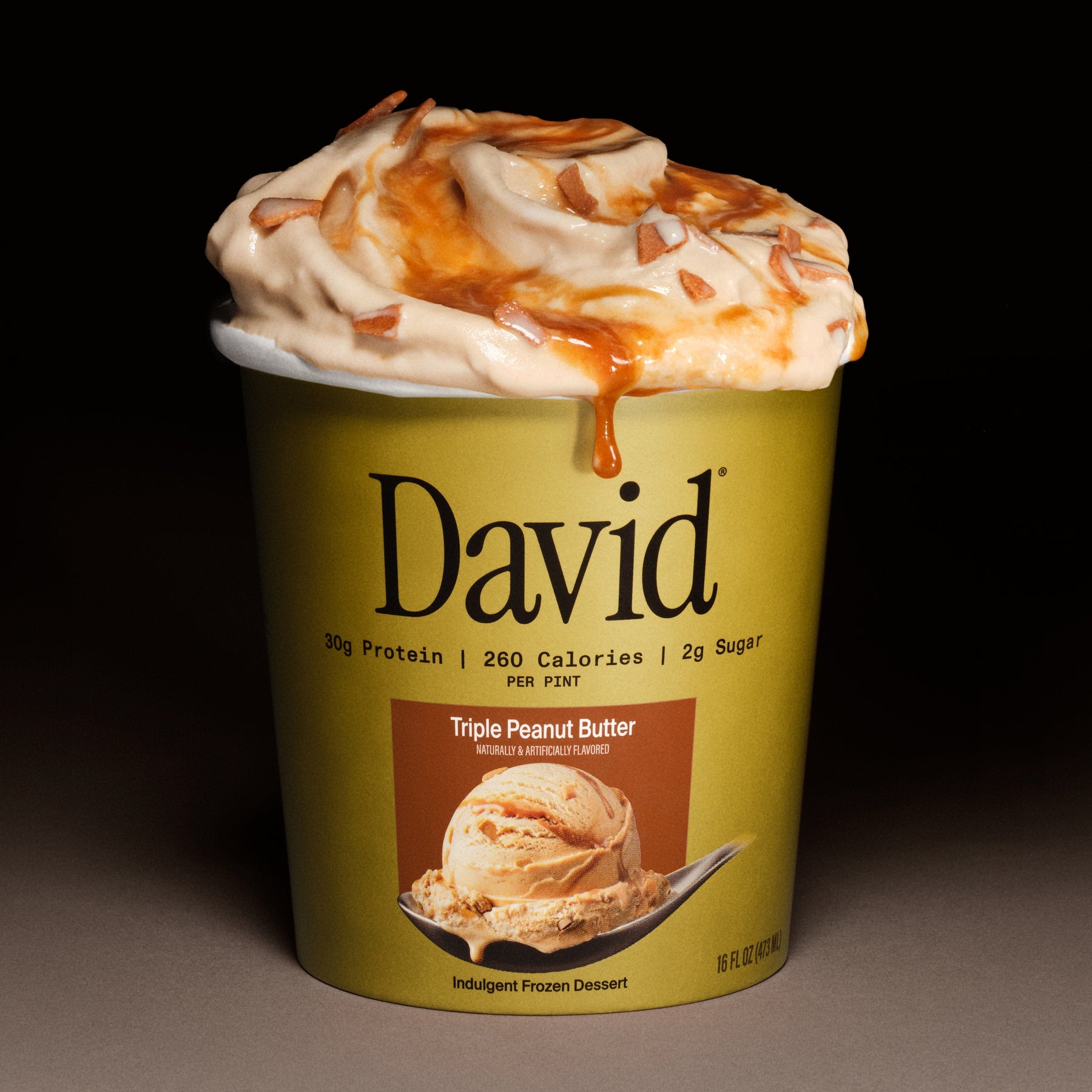 Pint of David Protein Triple Peanut Butter frozen dessert